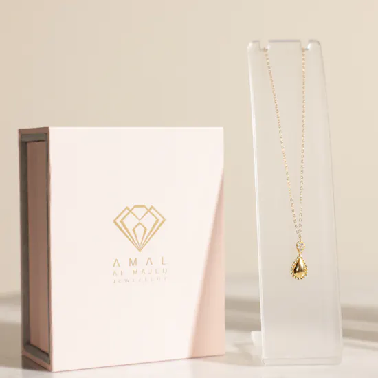 Amal Almajed Drop Charm Gold Women's Necklace | Blissful Flowers