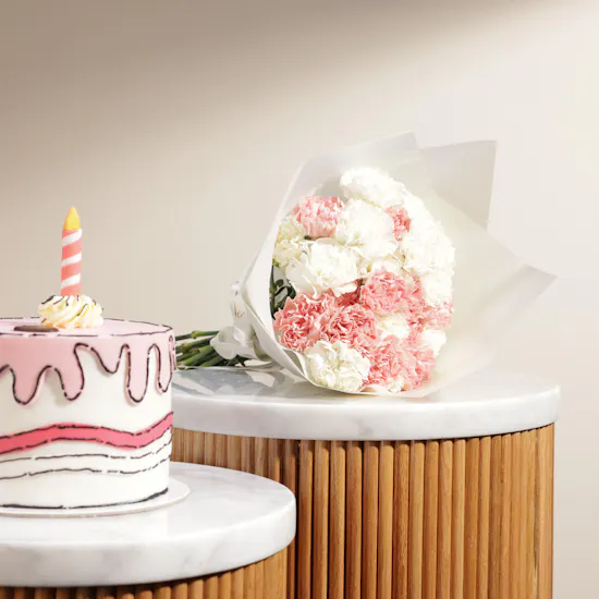 Crumbles Candle Cake | Carnation Bouquet