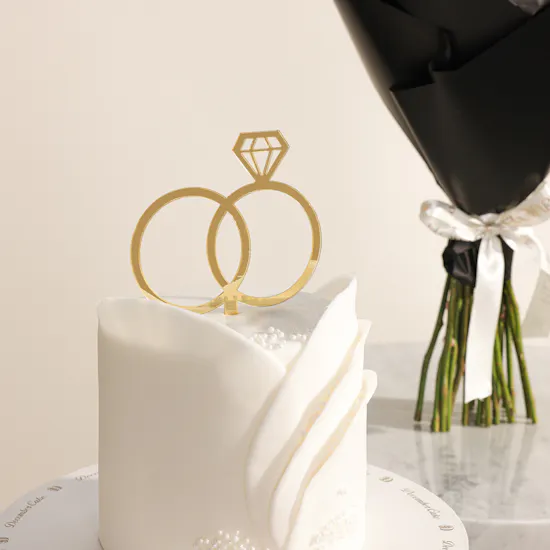 December Cake Elegant White Cake Bride To Be | Love Flowers Bouquet