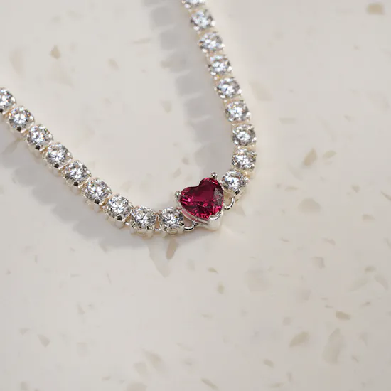 Pandora Red Heart Earrings and Necklace Set
