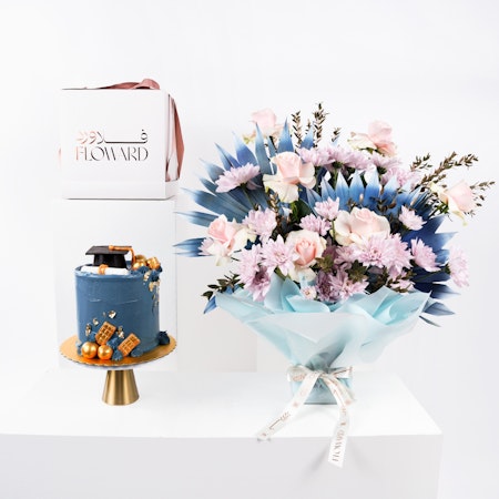 Floward Graduation Cake | Blue Rose Bouquet  