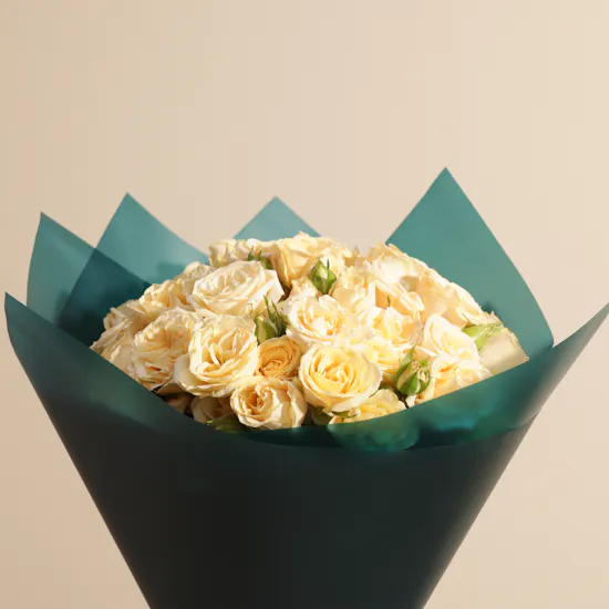 Bright Peach Baby Rose Bouquet | 18 Flowers