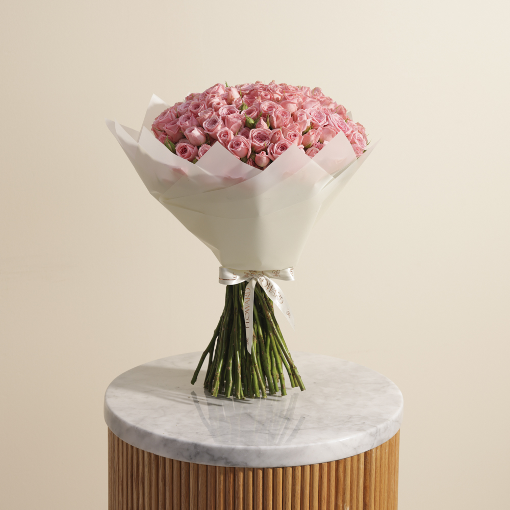 Pretty Pink Baby Roses Bouquet | 50 Flowers