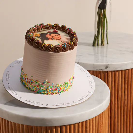 December Cake Personalized Photo Chocolate Cake | Birthday Flowers