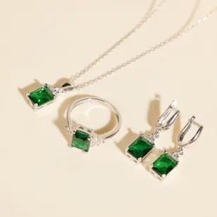 Zia Silver Emerald Women Set 