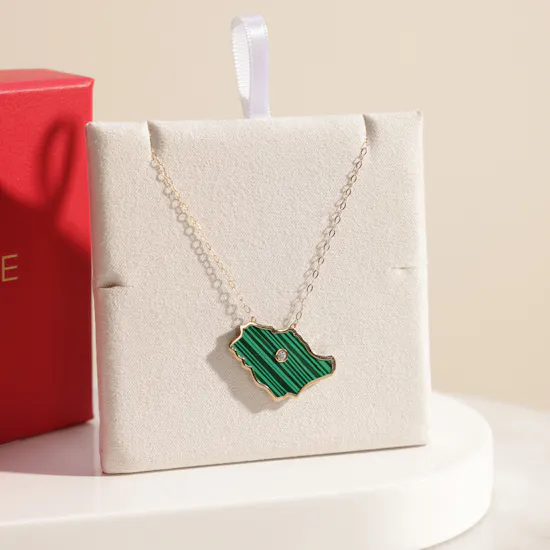 L'azurde Instyle KSA Map Gold and Diamond Necklace