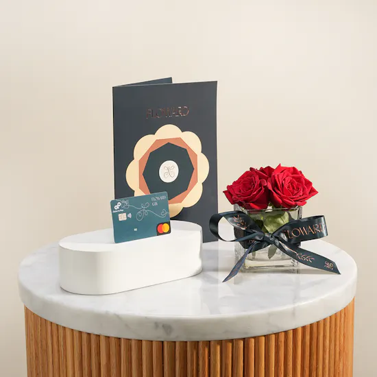 Floward Card | Velvet Red Roses Vase