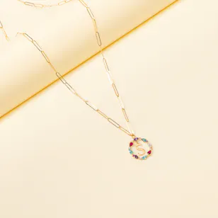L'azurde S Letter Charming Gold and Colored Stone Necklace