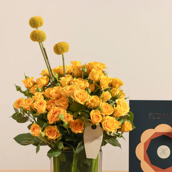 Floward Card 50 KWD and Chocolates | Happy Birthday Balloons and Flower