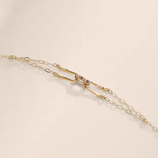 Miss L’ by L’azurde Rectangle Shaped Colored Stones Chain Bracelet