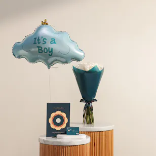 Floward 50 KWD Card | Roses Bouquet and Balloon 