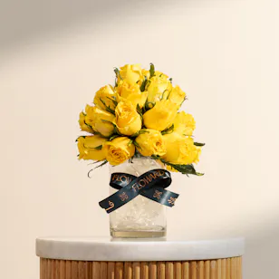 Serene Yellow Roses Vase