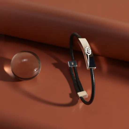 Gucci Interlocking Leather Men Bracelet