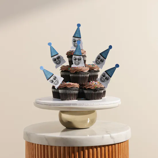 NQ's Bakery Personalized Photo Double Chocolate Cupcake Tower