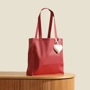 Glossy Touch Burgundy Leather with White Heart Charm Women’s Bag