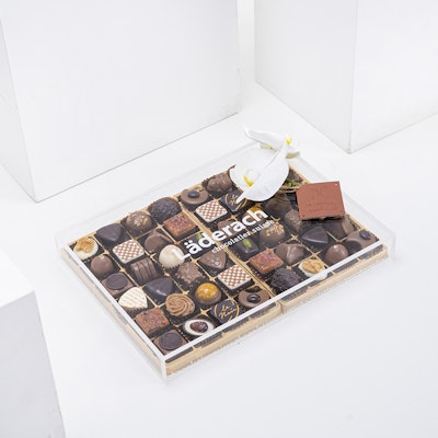 Laderach Plexi Box of 48 Assorted Praline Chocolates 