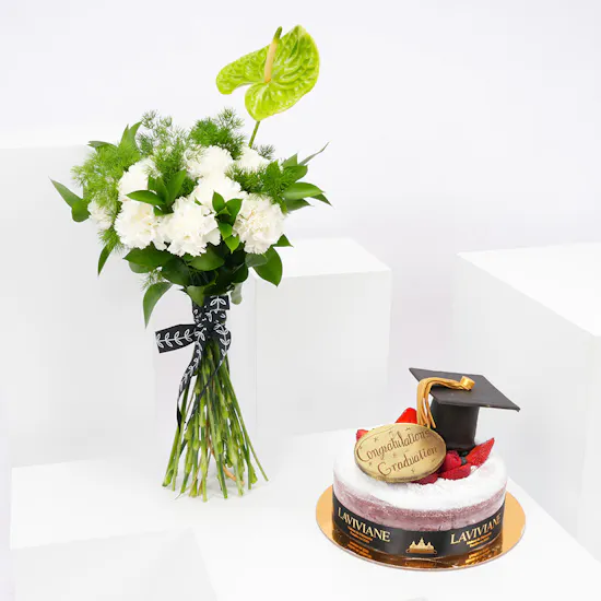 Laviviane Red Velvet Graduation Cake | White Carnation