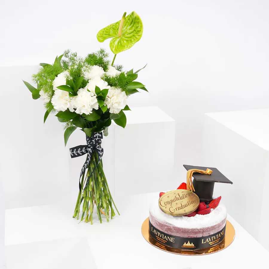 Laviviane Red Velvet Graduation Cake | White Carnation 1