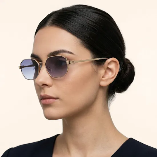 Le Specs Mythic Square Gold Dusty Blue Tint Unisex Sunglasses