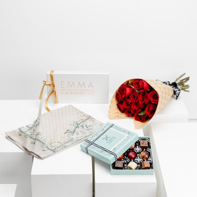 Emma Shahrazad Scarf | Floward Chocolate with Roses