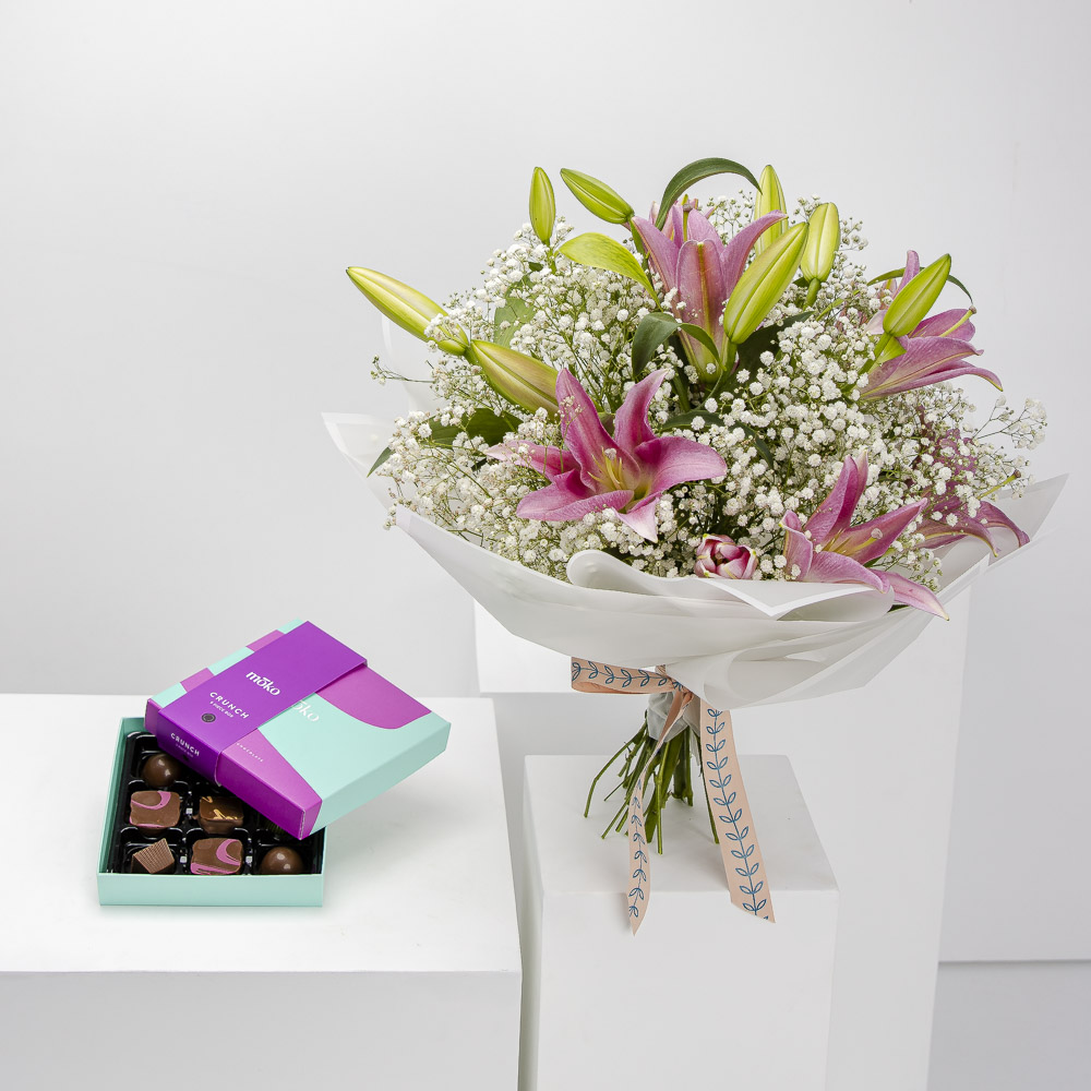 علبة شوكولاتة موكو كرانش 9 قطع | ليليام وردي