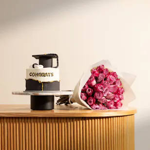 Nino’s Bakery Congrats on Graduation Cake | Charming Flowers Bouquet