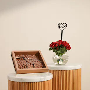 Ghazl Chocolatier Hazelnuts Chocolate Slabs Box | Love Flowers Vase