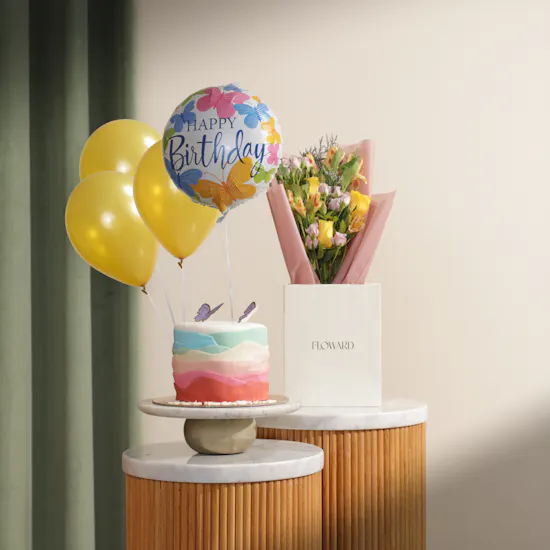 Floward Rainbow Butterfly Cake | Birthday Flowers and Balloons