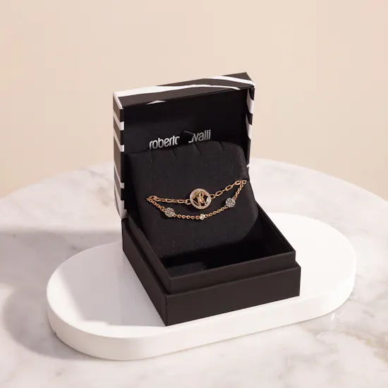 Roberto Cavalli Gold-Tone Double Layered Logo Bracelet
