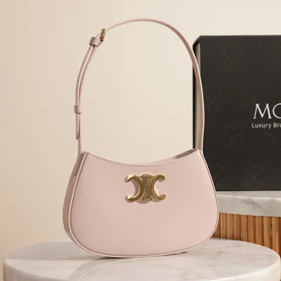 Celine Medium Tilly Bag In Shiny Calfskin Bleached Pink Handbag