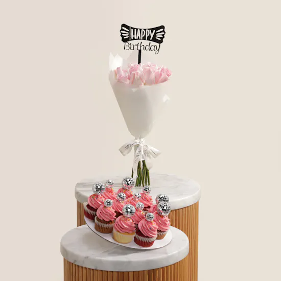Floward Mixed Disco Balls Cupcakes | Happy Birthday Flower Bouquet