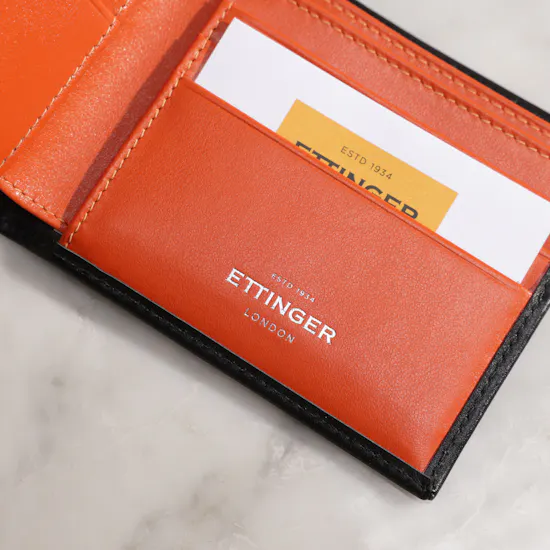Ettinger Black and Orange Sterling Billfold Wallet for Men