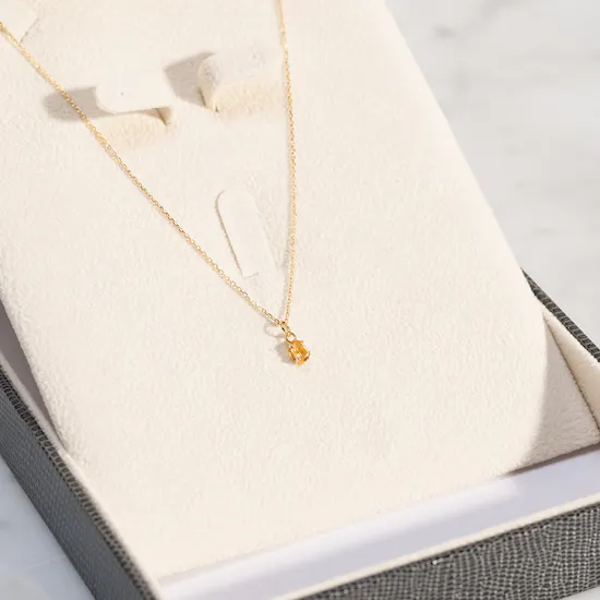 Gold Land Gold with Yellow Citrine Stone Women's Necklace