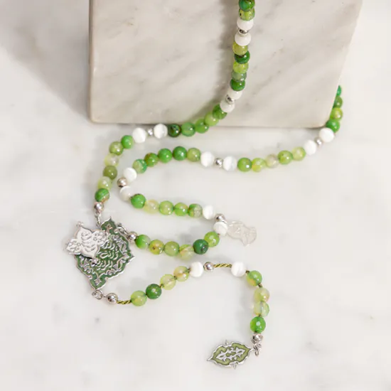 Al Sebha Aquamarine and Shell Rosary