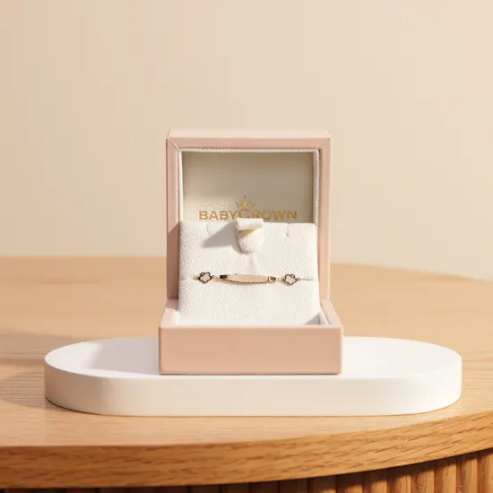 Baby Crown Seashell Rose Diamonds Gold Bracelet