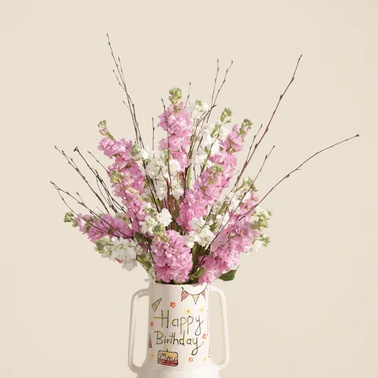 Keramos Studio Pink Delight Birthday Flowers Vase
