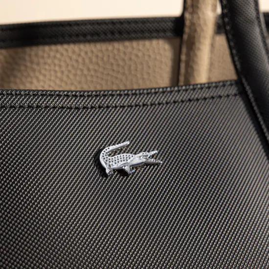 Lacoste Anna Reversible Tote with Pouch | Black and Beige