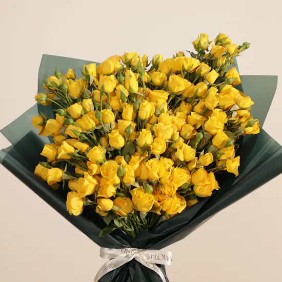 Sunny Embrace Baby Rose Bouquet | 50 Flowers