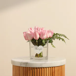 Light Pink Roses I love You Vase