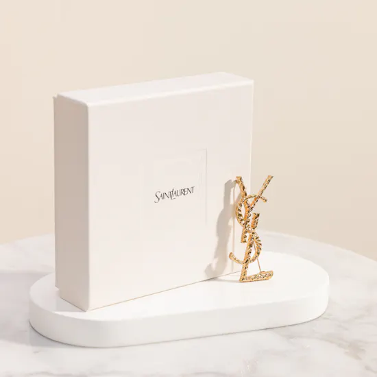 Saint Laurent Cassandre Brooch with Twisted Stripe Texture