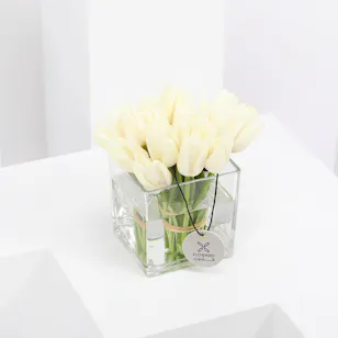 20 white tulip square vase