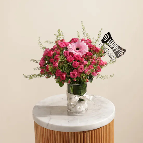 Pink Sunshine Flowers Vase