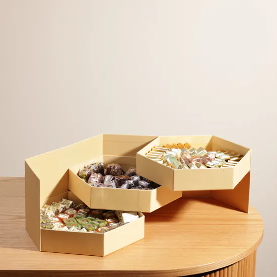 Cocoa Nuts Hexagon Box | 3 Lines