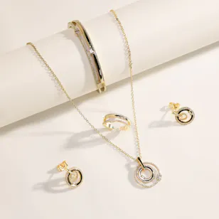 Alvira Eternity Ring Zerconia Gold Plated Jewelry Set
