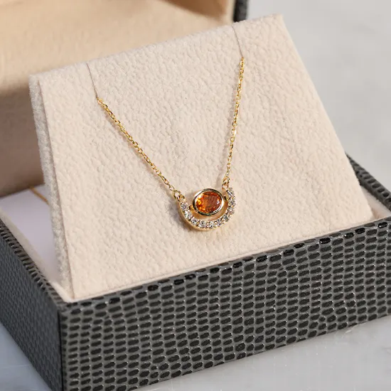 Gold Land Citrine and Diamond Gold Necklace