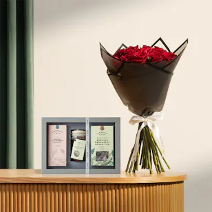Cartwright & Butler Tea Time Selection Gift Box | Sweet Red Roses Bouquet 