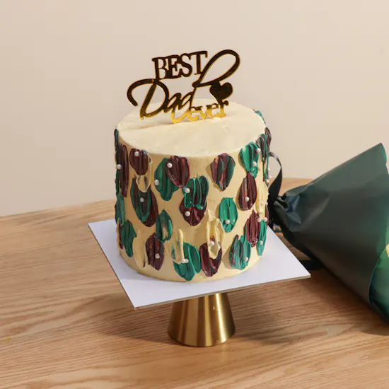 Floward Best Dad Cake | Dreamy White Roses Bouquet