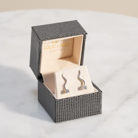 Gold Land Single Diamond Long Earrings
