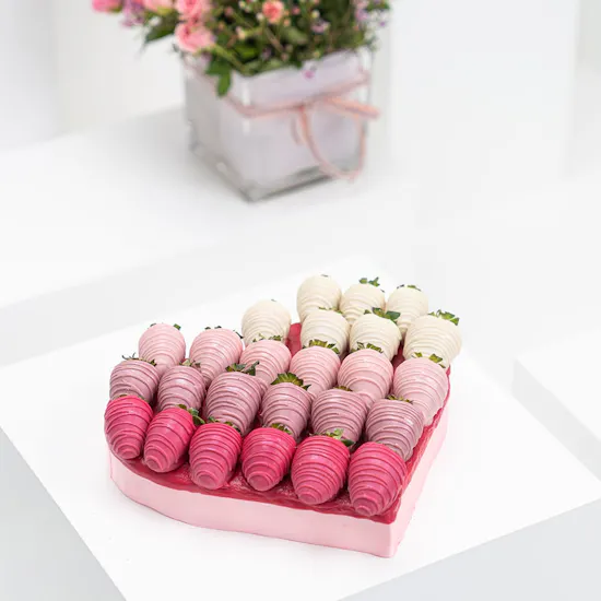 NJD Ombre Strawberries & Flowers Vase