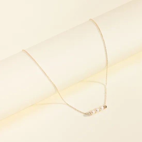 Damas Kiku Pearl Bar Yellow Gold Necklace